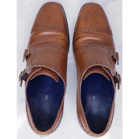 COLE HAAN Grand. OS Double Monk Strap Dress Shoes Brown Leather Men's Size 11 M - Picture 3 of 16